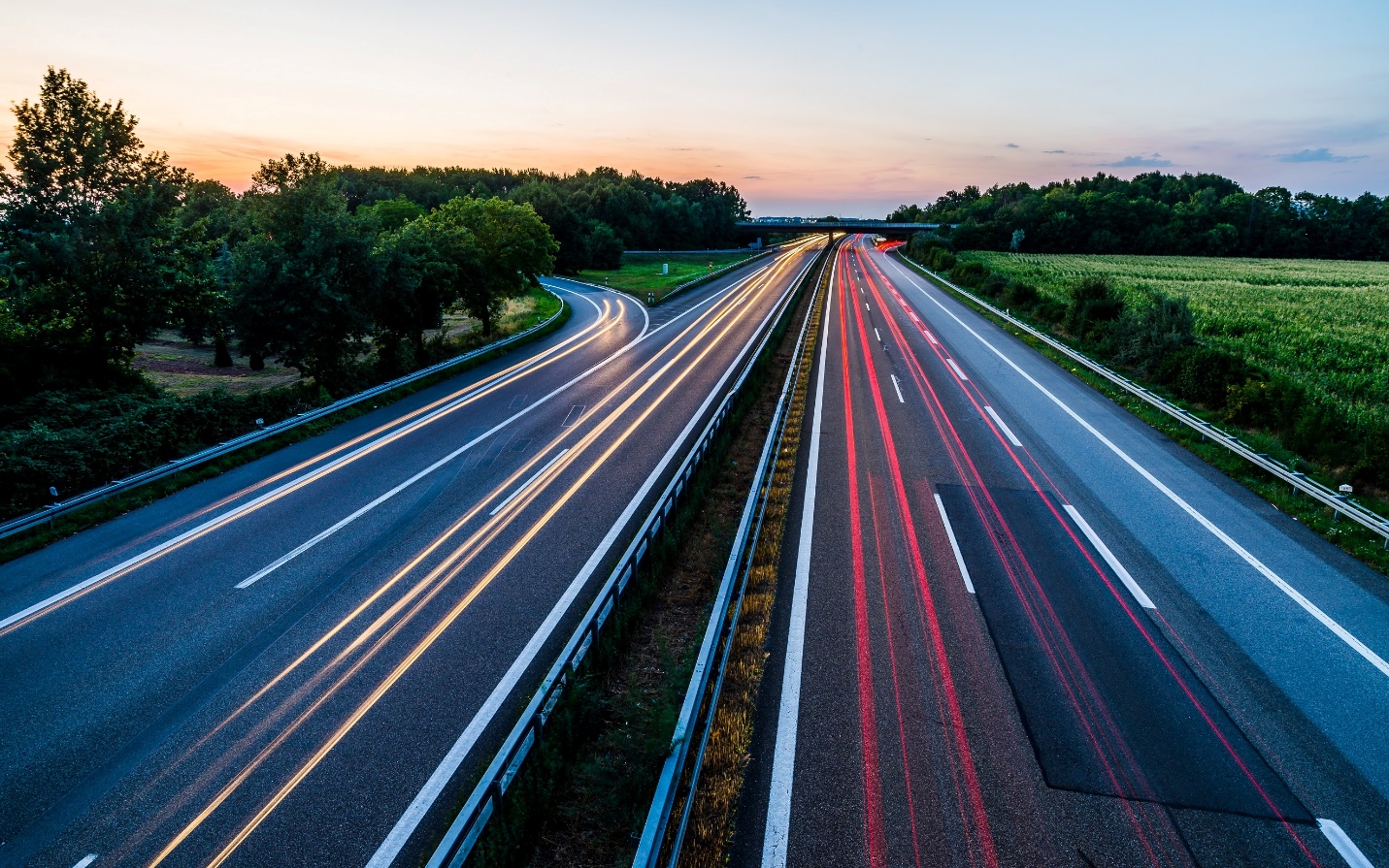 sunset over a german highway