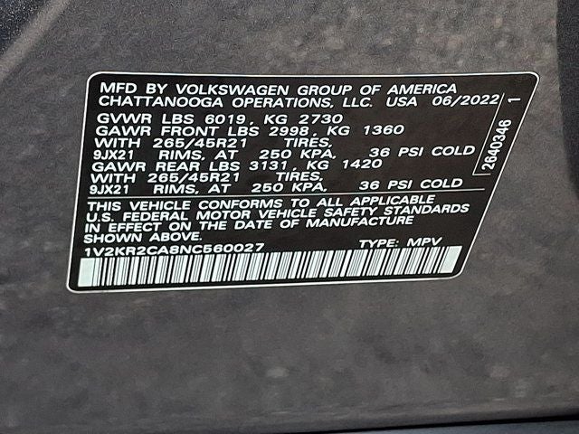 2022 Volkswagen Atlas 3.6L V6 SE w/Technology