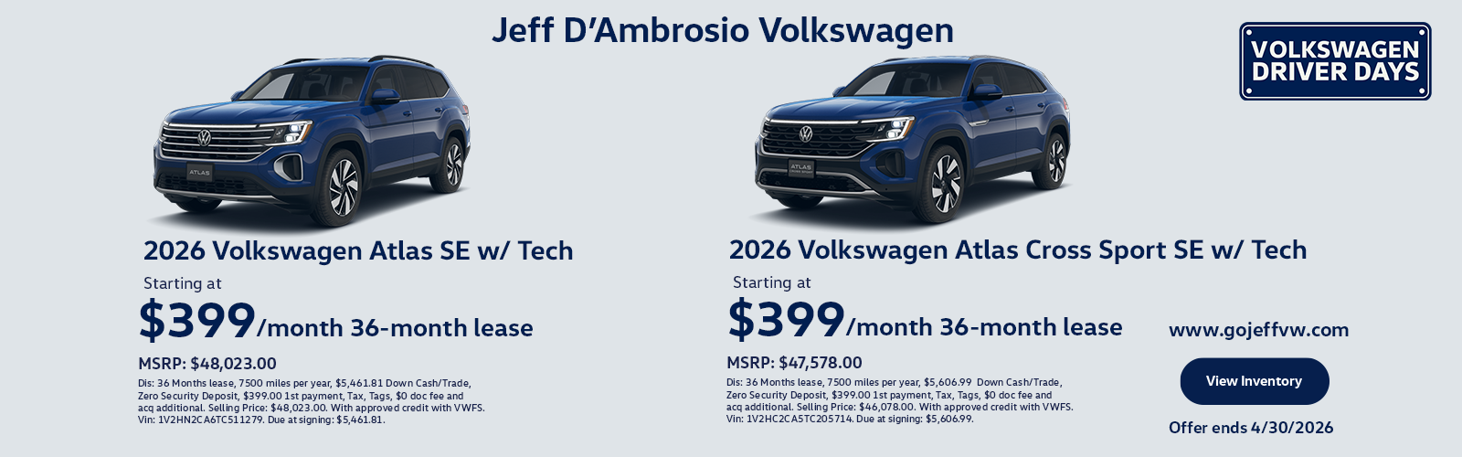 26 Atlas SE w Tech and ACS SE w Tech Lease