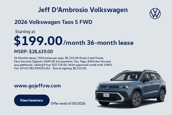 26 Taos S FWD Lease